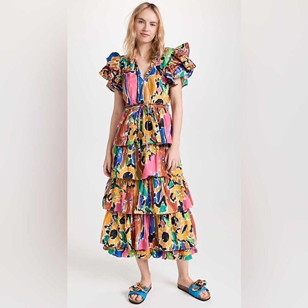 Love The Label
V Neck Ruffle Maxi Dress with Belt